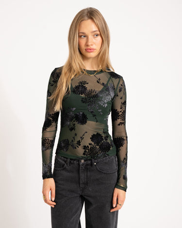 TILTIL Tai Velvet Longsleeve Flower Green - Things I Like Things I Love