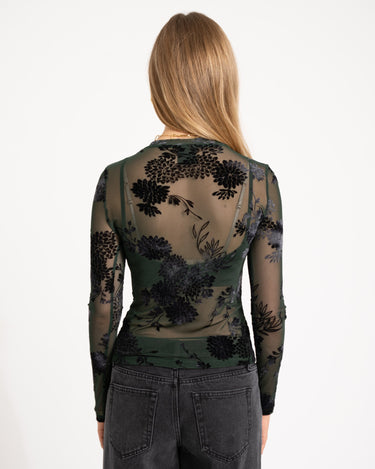 TILTIL Tai Velvet Longsleeve Flower Green - Things I Like Things I Love