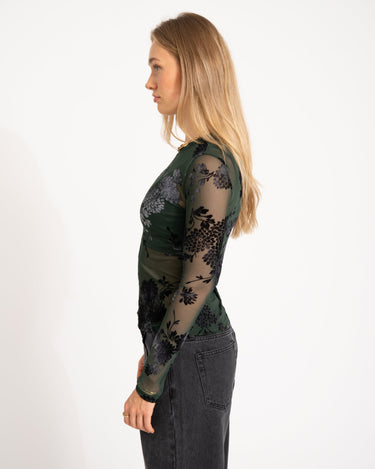 TILTIL Tai Velvet Longsleeve Flower Green - Things I Like Things I Love