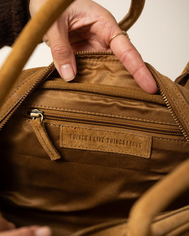 TILTIL Teckel Bag Real Suede Cognac - Things I Like Things I Love