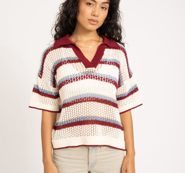 TILTIL Tessa Polo Knit Stripe Zand One Size - Things I Like Things I Love