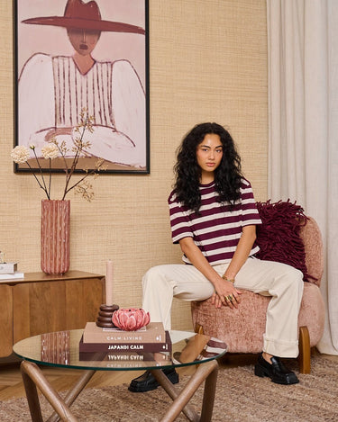 TILTIL Thick Striped Luc Tee Aubergine - Things I Like Things I Love