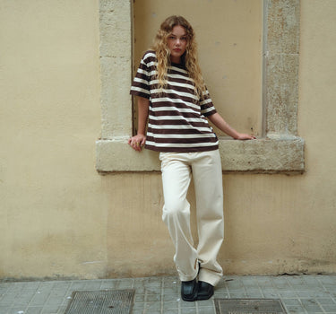 TILTIL Thick Striped Luc Tee Brown - Things I Like Things I Love