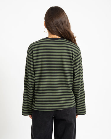 TILTIL Thin Striped Doka Longsleeve Olijf Zwart - Things I Like Things I Love