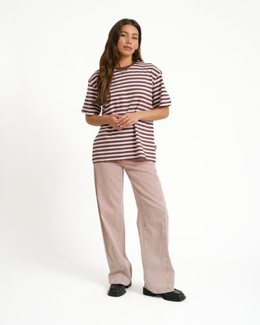 TILTIL Thin Striped Luc Tee Bruin Roze - Things I Like Things I Love