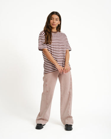 TILTIL Thin Striped Luc Tee Bruin Roze - Things I Like Things I Love