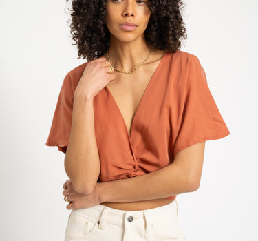 TILTIL Toni Tencel Knotted Top Rust - Things I Like Things I Love