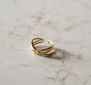 TILTIL Twisted Strass Adjustable Ring Gold - Things I Like Things I Love