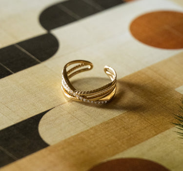 TILTIL Twisted Strass Adjustable Ring Gold - Things I Like Things I Love