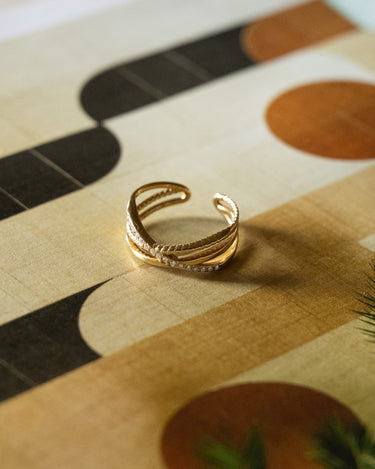 TILTIL Twisted Strass Adjustable Ring Gold - Things I Like Things I Love