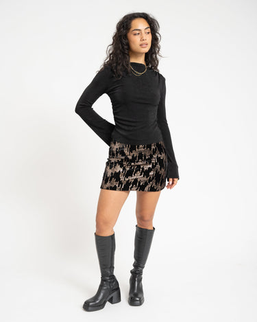 TILTIL Velvet Rody Skirt Black - Things I Like Things I Love