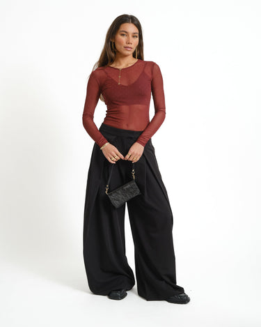 TILTIL Vere Sparkle Mesh Longsleeve Bordeaux - Things I Like Things I Love
