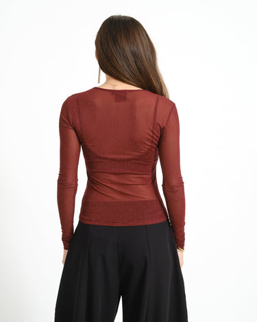 TILTIL Vere Sparkle Mesh Longsleeve Bordeaux - Things I Like Things I Love