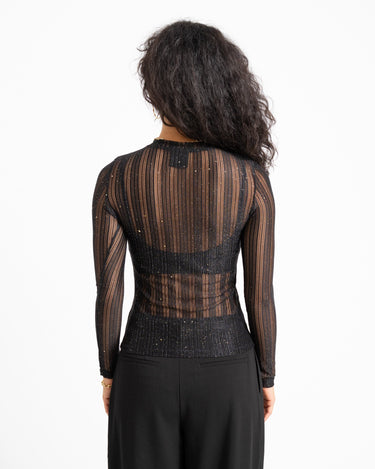 TILTIL Viola Striped Mesh Top Zwart - Things I Like Things I Love