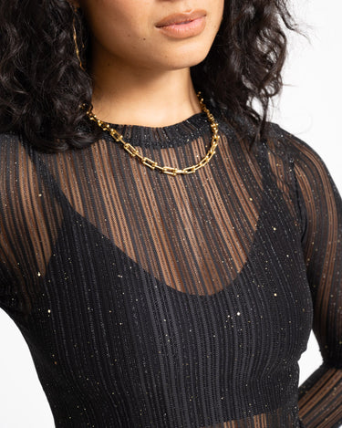 TILTIL Viola Striped Mesh Top Zwart - Things I Like Things I Love