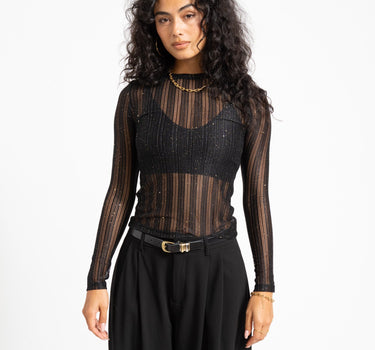 TILTIL Viola Striped Mesh Top Zwart - Things I Like Things I Love