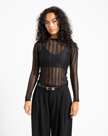 TILTIL Viola Striped Mesh Top Zwart - Things I Like Things I Love