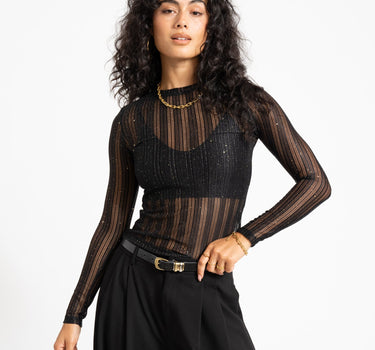TILTIL Viola Striped Mesh Top Zwart - Things I Like Things I Love