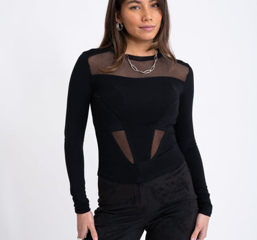 TILTIL Vita Detail Longsleeve Flower Mesh Black - Things I Like Things I Love