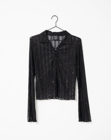 TILTIL Vivienne Striped Mesh Blouse Black - Things I Like Things I Love