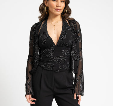 TILTIL Vivienne Velvet Mesh Blouse Black - Things I Like Things I Love