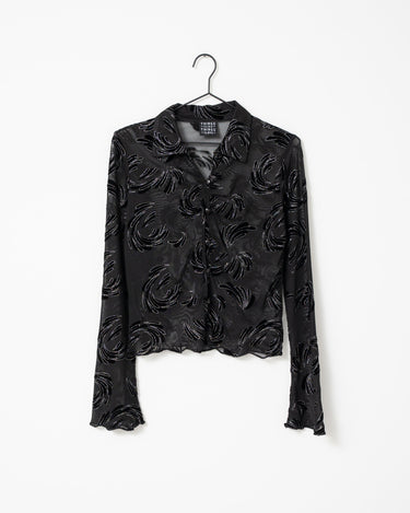 TILTIL Vivienne Velvet Mesh Blouse Black - Things I Like Things I Love