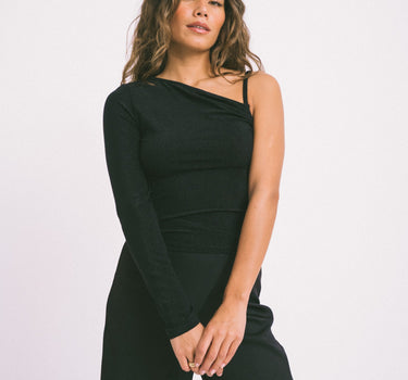TILTIL Yara One Shoulder Black Glitter Top - Things I Like Things I Love