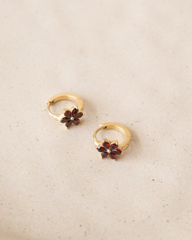 TILTIL Zircon Flower Hoop Gold Bordeaux - Things I Like Things I Love