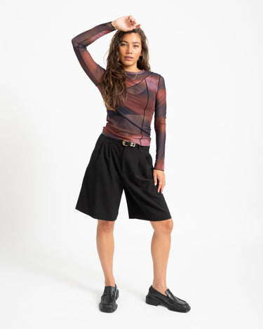 TILTIL Ziva Seamed mesh Longsleeve Dark Red - Things I Like Things I Love