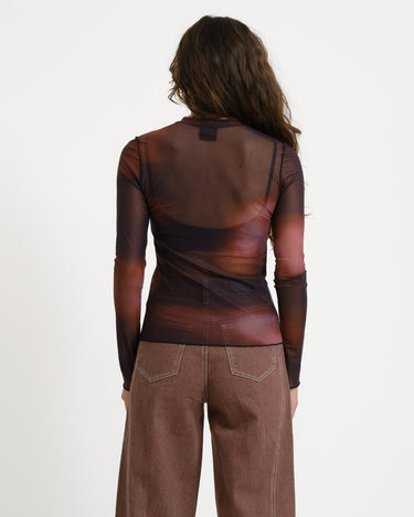 TILTIL Ziva Seamed mesh Longsleeve Dark Red - Things I Like Things I Love