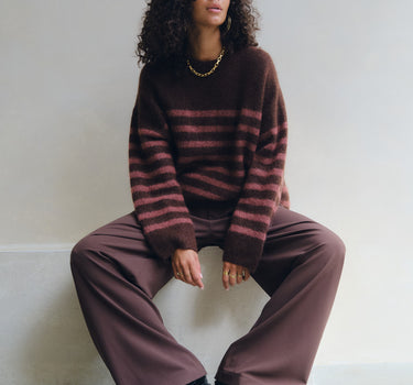 TILTIL Mulla Striped Mohair Pullover Bruin