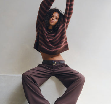 TILTIL Mulla Striped Mohair Pullover Bruin