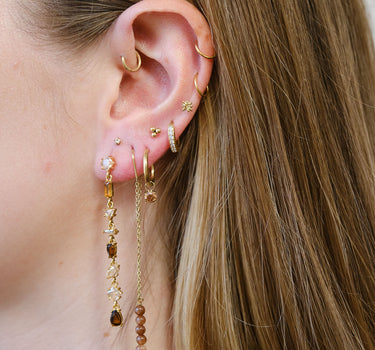 TILTIL Set of 2 Jane Zircon Long Stud Earrings Gold