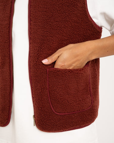 Tirsa Teddy Gilet Zipper Bordeaux - Things I Like Things I Love