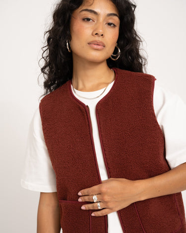 Tirsa Teddy Gilet Zipper Bordeaux - Things I Like Things I Love