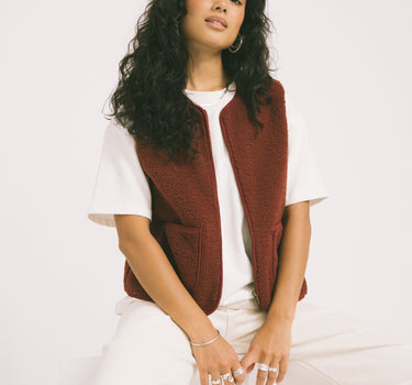 Tirsa Teddy Gilet Zipper Bordeaux - Things I Like Things I Love