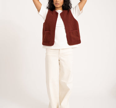 Tirsa Teddy Gilet Zipper Bordeaux - Things I Like Things I Love
