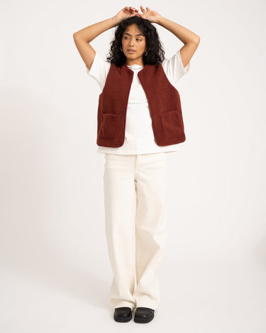 Tirsa Teddy Gilet Zipper Bordeaux - Things I Like Things I Love