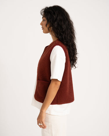 Tirsa Teddy Gilet Zipper Bordeaux - Things I Like Things I Love