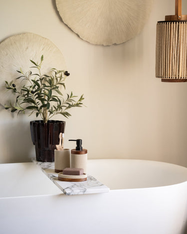 Toothbrush Holder Beige/Acacia Wood - Things I Like Things I Love