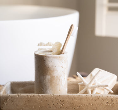 Toothbrush Holder Pearl Travertine Look - Things I Like Things I Love