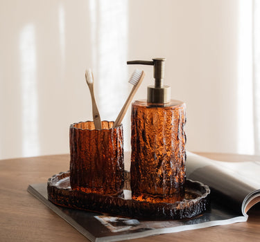 Toothbrush Holder Vintage Glass Brown - Things I Like Things I Love
