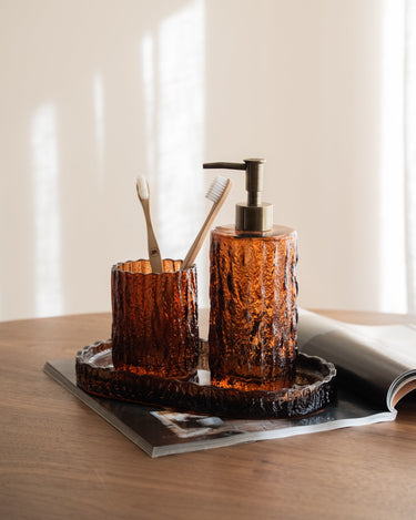 Toothbrush Holder Vintage Glass Brown - Things I Like Things I Love