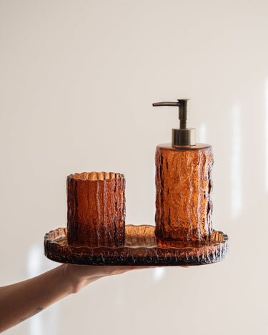 Toothbrush Holder Vintage Glass Brown - Things I Like Things I Love