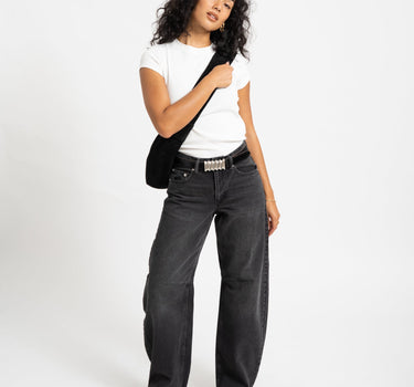 Topshop Barrel Denim Jeans Black Denim Washed - Things I Like Things I Love