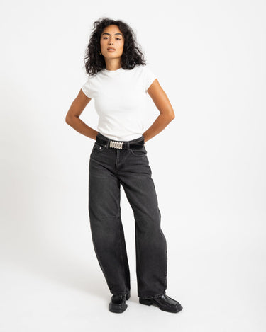 Topshop Barrel Denim Jeans Black Denim Washed - Things I Like Things I Love