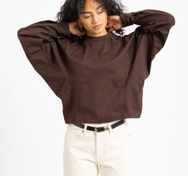 Topshop Rosa Reglan Cinch Cuff Tie Chocolate Bruin - Things I Like Things I Love
