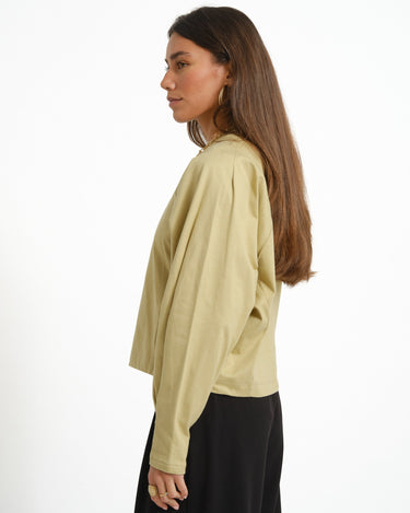 Topshop Rosa Reglan Cinch Cuff Tie Pale Khaki - Things I Like Things I Love