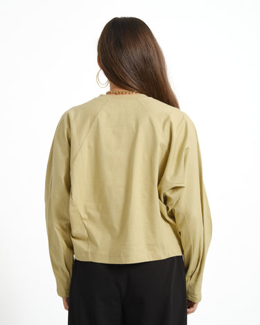 Topshop Rosa Reglan Cinch Cuff Tie Pale Khaki - Things I Like Things I Love