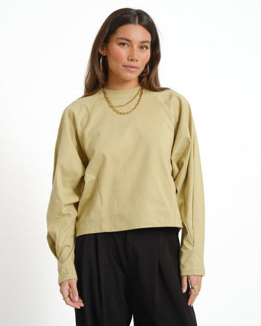 Topshop Rosa Reglan Cinch Cuff Tie Pale Khaki - Things I Like Things I Love